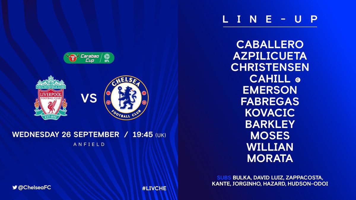 Стартовый состав «Челси» против «Ливерпулем»